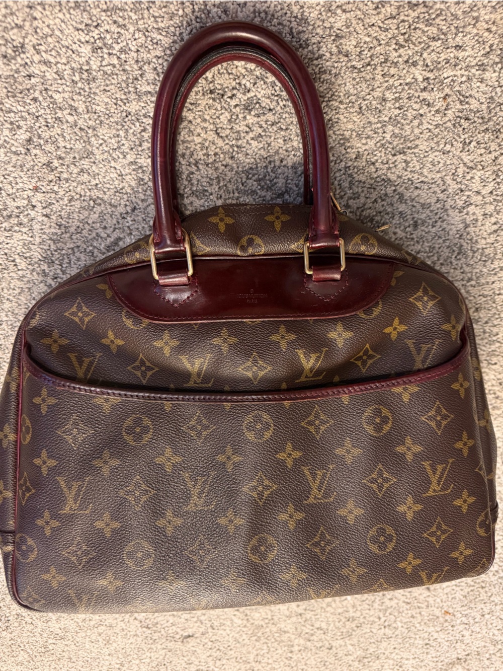 Louis Vuitton Deauville Monogram Satchel, Burgundy Model M4726